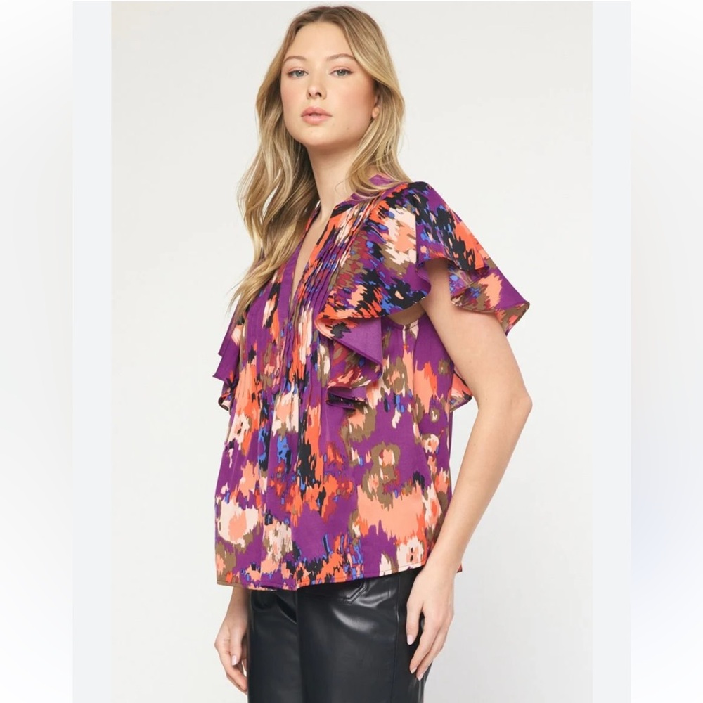 Entro Purple and Orange Women's Top M